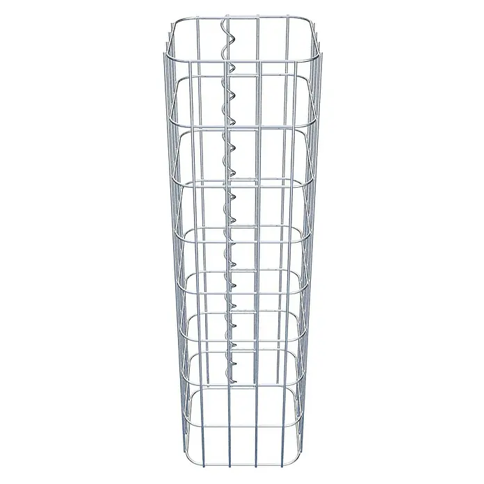 Gabiona Gabionensäule22 x 22 x 80 cm, Metall, Maschenbreite: 50 mm, Maschenhöhe: 100 mm - Aufnahme eines Gabionenkorbs, einem Drahtgitterbehälter zur Befüllung mit Steinen, in Silberner Farbe, der Stabilität und Struktur bietet.