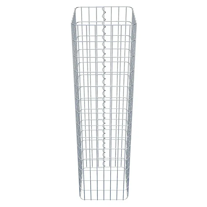 Gabiona Gabionensäule - 37 x 37 x 140 cm, Metall, Maschenbreite: 50 mm, Maschenhöhe: 100 mm - Eine Gabione aus verzinktem Drahtgitter mit spiralförmigen Verbindern in der Mitte, ideal für Garten- und Landschaftsbau.