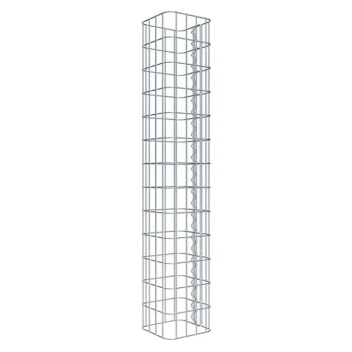 Gabiona Gabionensäule - 22 x 22 x 130 cm, Metall, Maschenbreite: 50 mm, Maschenhöhe: 100 mm - Ein hoher Gabionen-Säulenkorb aus verzinktem Draht. Ideal für den Gartenbau, um Steine oder andere Materialien dekorativ zu befüllen.