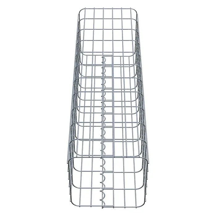 Gabiona Gabionensäule - 32 x 32 x 110 cm, Metall, Maschenbreite: 50 mm, Maschenhöhe: 100 mm - Draufsicht auf einen Gabionenkorb. Der Drahtkorb ist leer und noch nicht mit Steinen befüllt.