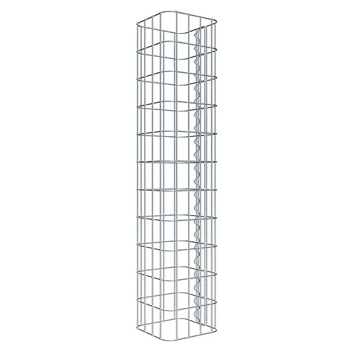 Gabiona Gabionensäule - 22 x 22 x 110 cm, Metall, Maschenbreite: 50 mm, Maschenhöhe: 100 mm - Das Bild zeigt einen Gabionenkorb aus Metall, ideal für den Garten- und Landschaftsbau. Seine Bauweise bietet Stabilität und Flexibilität.