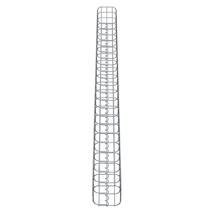Gabiona Gabionensäule - 17 x 17 x 230 cm, Metall, Maschenbreite: 50 mm, Maschenhöhe: 100 mm - Silbergrauer Metallbewehrungskorb für den Bau, mit horizontalen Ringen und vertikalen Stäben.