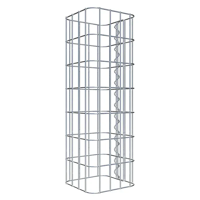 Gabiona Gabionensäule - 22 x 22 x 70 cm, Metall, Maschenbreite: 50 mm, Maschenhöhe: 100 mm - Eine Gabione, ein Drahtkorb für Steine, mit rechteckiger Form und einem spiralförmigen Element an der Seite. Robust und vielseitig.