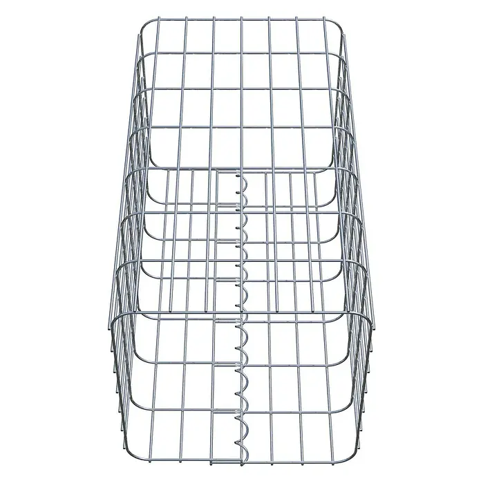 Gabiona Gabionensäule - 37 x 37 x 70 cm, Metall, Maschenbreite: 50 mm, Maschenhöhe: 100 mm - Draufsicht eines Gabionenkorbs aus Metalldraht, ideal für dekorative Steingärten und Landschaftsgestaltung im Außenbereich.