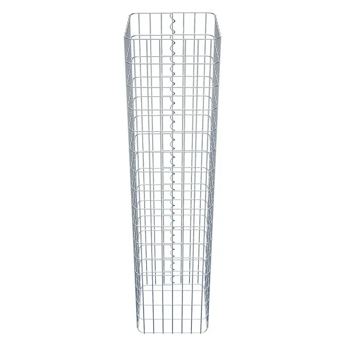 Gabiona Gabionensäule - 37 x 37 x 160 cm, Metall, Maschenbreite: 50 mm, Maschenhöhe: 100 mm - Das Bild zeigt einen Gabionenkorb aus verzinktem Draht, der als Steinkorb für den Garten verwendet wird. Ideal für dekorative Zwecke im Außenbereich.