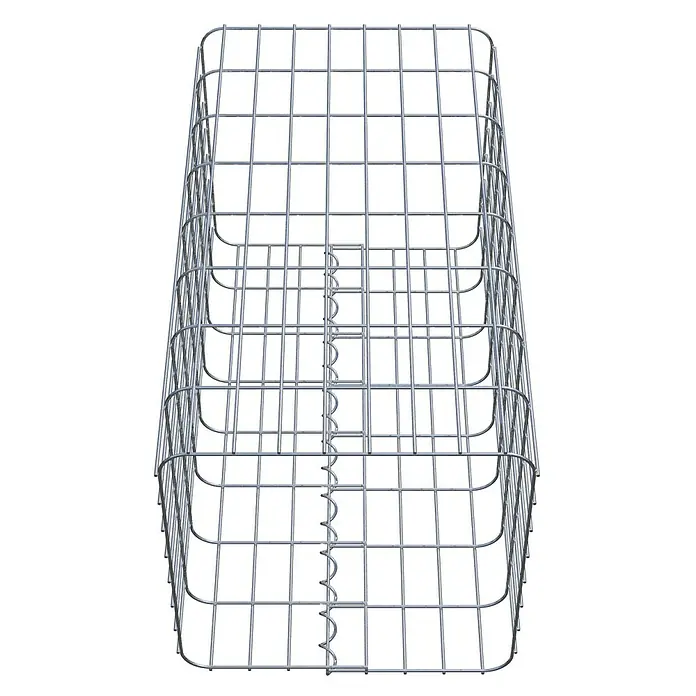 Gabiona Gabionensäule - 42 x 42 x 80 cm, Metall, Maschenbreite: 50 mm, Maschenhöhe: 100 mm - Draufsicht eines Gabionenkorbs aus Metall. Die Gitterstruktur des Korbs ist deutlich erkennbar.
