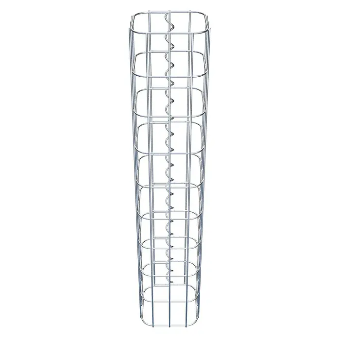 Gabiona Gabionensäule - 17 x 17 x 90 cm, Metall, Maschenbreite: 50 mm, Maschenhöhe: 100 mm - Metallpflanzenstütze mit spiralförmiger Innenstütze, ideal für das Pflanzenwachstum im Garten.