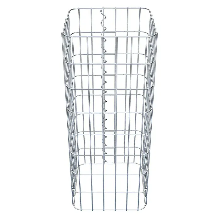 Gabiona Gabionensäule - 32 x 32 x 80 cm, Metall, Maschenbreite: 50 mm, Maschenhöhe: 100 mm - Ein rechteckiger Gabionenkorb aus robustem Metalldraht mit spiralförmigen Verstrebungen in der Mitte. Ideal für den Garten- und Landschaftsbau.