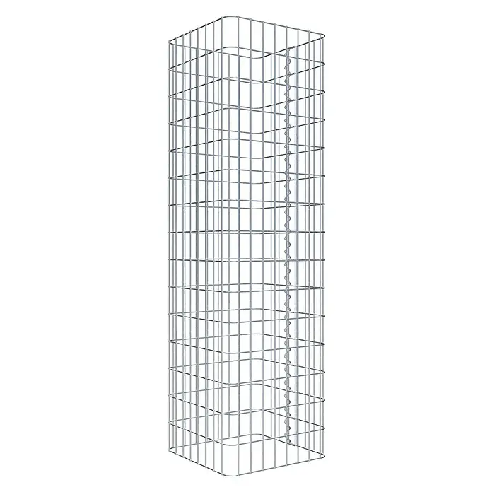 Gabiona Gabionensäule - 42 x 42 x 150 cm, Metall, Maschenbreite: 50 mm, Maschenhöhe: 100 mm - Ein Gabionenkorb aus stabilem, verzinktem Drahtgitter. Ideal zur Befüllung mit Steinen als dekoratives Element im Garten.