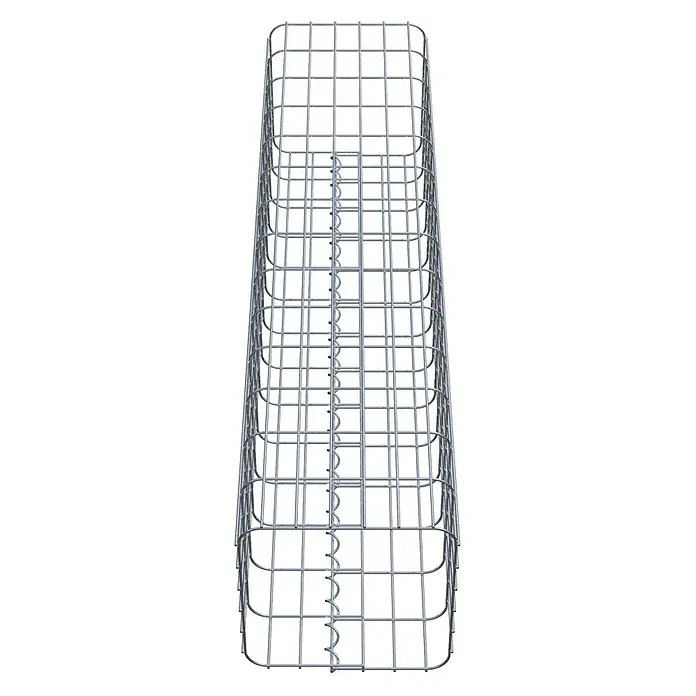 Gabiona Gabionensäule - 32 x 32 x 140 cm, Metall, Maschenbreite: 50 mm, Maschenhöhe: 100 mm - Die Abbildung zeigt einen Gabionenkorb aus verzinktem Drahtgeflecht, der für den Einsatz im Garten- und Landschaftsbau konzipiert ist.