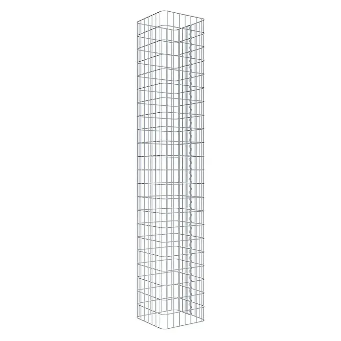 Gabiona Gabionensäule - 37 x 37 x 220 cm, Metall, Maschenbreite: 50 mm, Maschenhöhe: 100 mm - Drahtgitter-Gabione zur Hangbefestigung oder dekorativen Gartengestaltung. Das Metallgitter ist robust und langlebig.