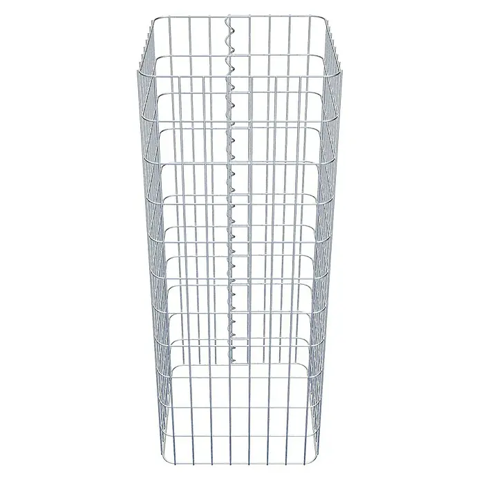 Gabiona Gabionensäule - 42 x 42 x 110 cm, Metall, Maschenbreite: 50 mm, Maschenhöhe: 100 mm - Ein rechteckiger Gabionenkorb aus Drahtgeflecht, der Stabilität und Struktur für Steinfüllungen im Garten- und Landschaftsbau bietet.