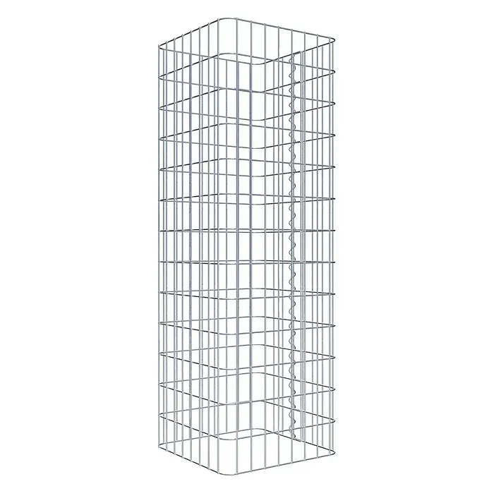 Gabiona Gabionensäule - 42 x 42 x 130 cm, Metall, Maschenbreite: 50 mm, Maschenhöhe: 100 mm - Gabione aus verzinktem Drahtgeflecht zur vielseitigen Gartengestaltung, stabil und langlebig für individuelle Projekte im Außenbereich.