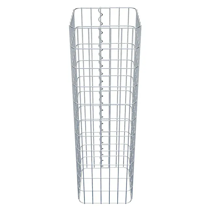 Gabiona Gabionensäule - 32 x 32 x 110 cm, Metall, Maschenbreite: 50 mm, Maschenhöhe: 100 mm - Nahaufnahme eines Gabionenkorbs aus verzinktem Draht, der Stabilität und modernes Design für den Garten bietet.