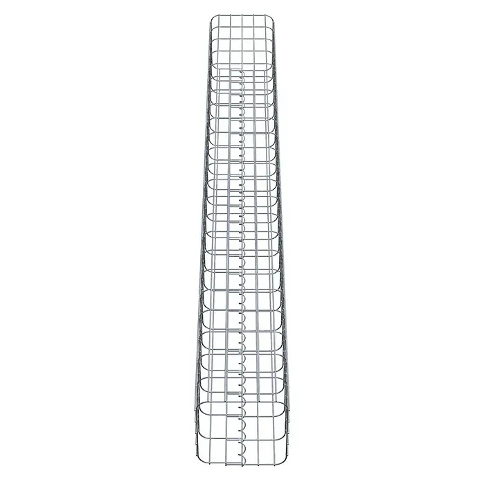 Gabiona Gabionensäule - 27 x 27 x 230 cm, Metall, Maschenbreite: 50 mm, Maschenhöhe: 100 mm - Das Bild zeigt einen Gabionenkorb, der aus einem stabilen Drahtgitter gefertigt ist und für den Einsatz im Garten- und Landschaftsbau konzipiert wurde.