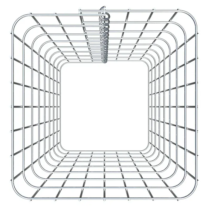 Gabiona Gabionensäule - 37 x 37 x 80 cm, Metall, Maschenbreite: 50 mm, Maschenhöhe: 100 mm - Duschvorhangstange aus Metall in quadratischer Form mit Ringen zur Befestigung des Duschvorhangs. Praktisches Badezimmerzubehör.