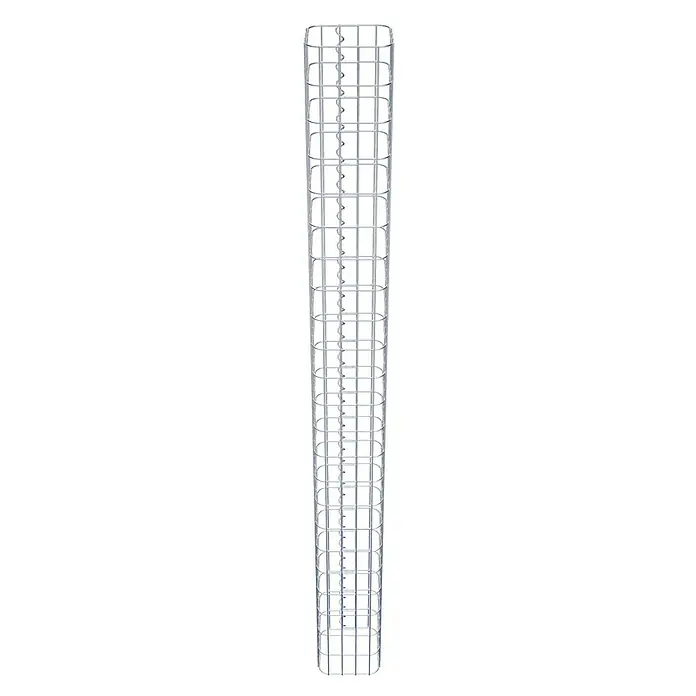 Gabiona Gabionensäule - 22 x 22 x 230 cm, Metall, Maschenbreite: 50 mm, Maschenhöhe: 100 mm - Metallpflanzkäfig mit runden Streben und einer spiralförmigen Stütze in der Mitte, ideal für das Wachstum von Pflanzen im Garten.
