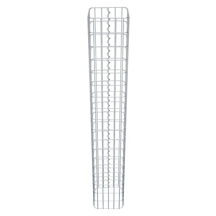 Gabiona Gabionensäule - 27 x 27 x 180 cm, Metall, Maschenbreite: 50 mm, Maschenhöhe: 100 mm - Draufsicht auf eine Gabione, die leer und bereit für die Befüllung ist, um als Stützmauer oder Dekorationselement verwendet zu werden.