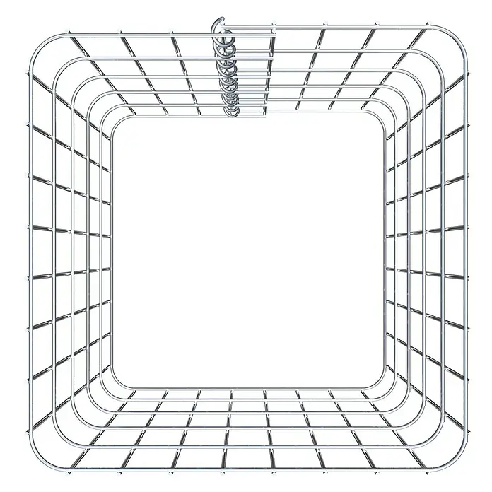 Gabiona Gabionensäule - 42 x 42 x 50 cm, Metall, Maschenbreite: 50 mm, Maschenhöhe: 100 mm - Die Abbildung zeigt einen viereckigen Duschvorhanghalter aus Metall. Er ist robust und bietet eine elegante Lösung für Duschvorhänge im Badezimmer.