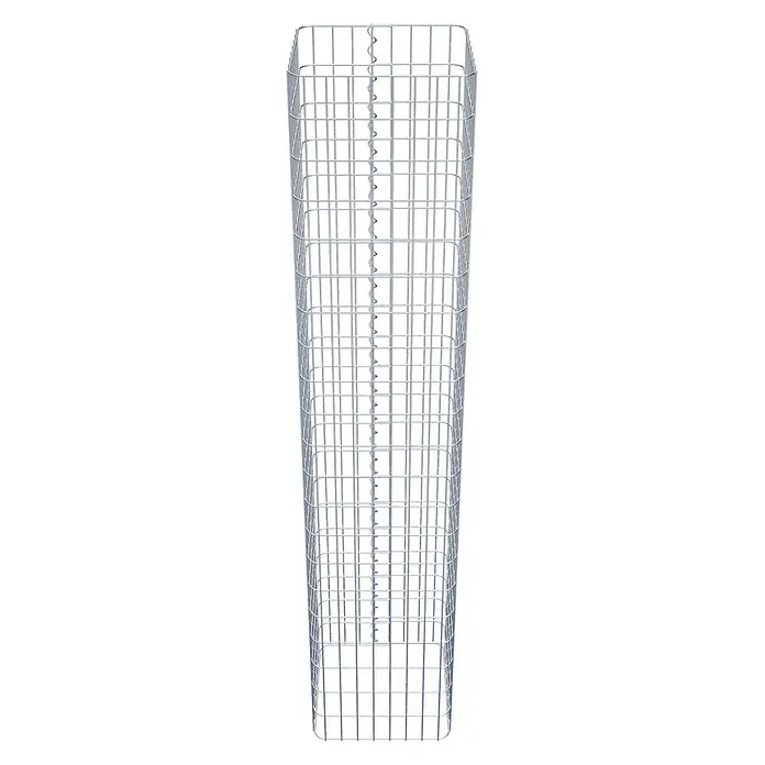 Gabiona Gabionensäule - 42 x 42 x 210 cm, Metall, Maschenbreite: 50 mm, Maschenhöhe: 100 mm - Produktbild eines hohen, schmalen Gabionenkorbs aus verzinktem Drahtgeflecht, ideal für Gartengestaltung und dekorative Zwecke.