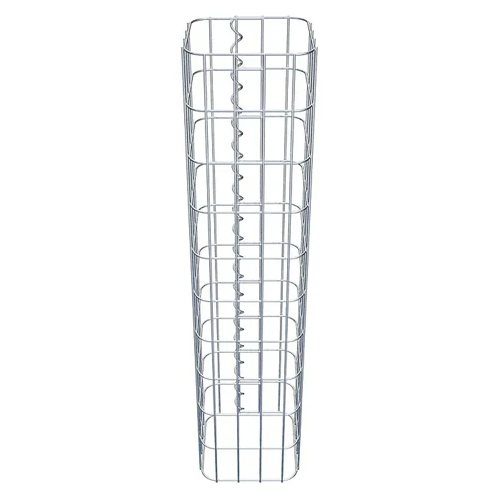 Gabiona Gabionensäule - 22 x 22 x 100 cm, Metall, Maschenbreite: 50 mm, Maschenhöhe: 100 mm - Metallgitter-Gabione: Ein stabiles, quaderförmiges Drahtgitterelement mit spiralförmiger Verstärkung, ideal für Gartengestaltung und Landschaftsbau.