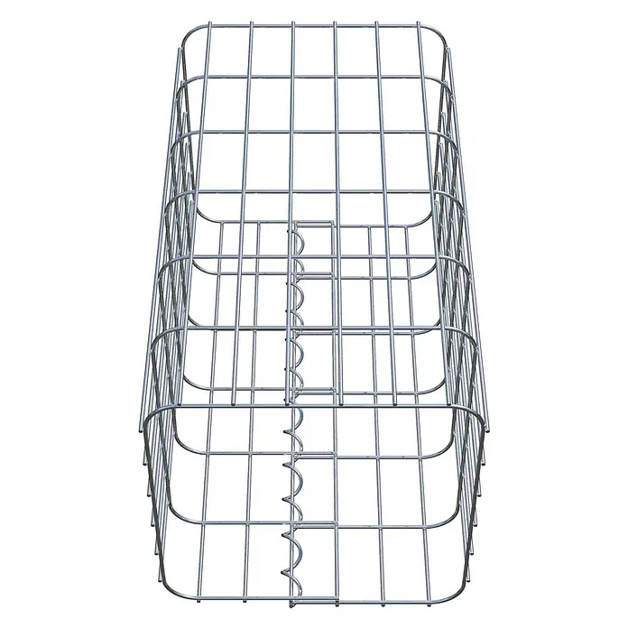 Gabiona Gabionensäule - 32 x 32 x 60 cm, Metall, Maschenbreite: 50 mm, Maschenhöhe: 100 mm - Abbildung eines Gabionenkorbs aus verzinktem Draht, ideal für Landschaftsbau und Gartengestaltung, mit rechteckiger Form und stabilen Drahtgittern.