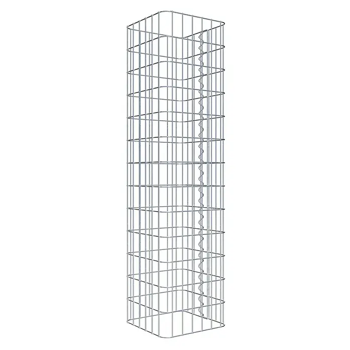 Gabiona Gabionensäule - 32 x 32 x 130 cm, Metall, Maschenbreite: 50 mm, Maschenhöhe: 100 mm - Gabionensäule aus verzinktem Drahtgeflecht. Die schlanke Säule ist ideal für dekorative Zwecke im Garten- und Landschaftsbau.