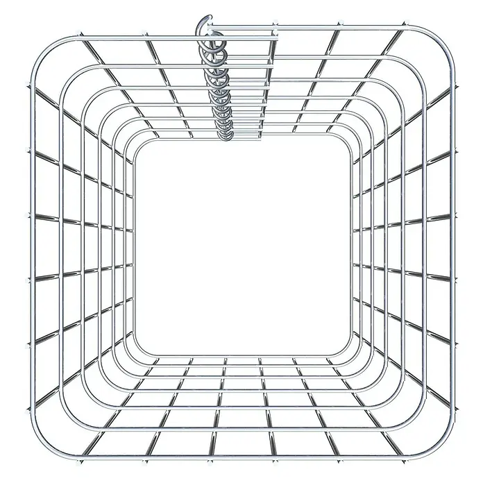 Gabiona Gabionensäule - 32 x 32 x 60 cm, Metall, Maschenbreite: 50 mm, Maschenhöhe: 100 mm - Aufnahme eines quadratischen, verchromten Duschvorhangs mit Haken. Ideal für jedes Badezimmer, robust und stilvoll.