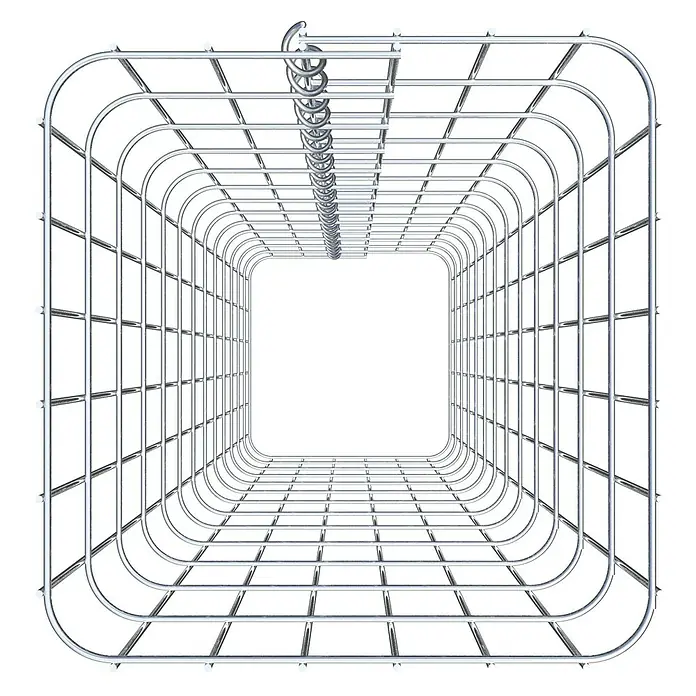 Gabiona Gabionensäule - 32 x 32 x 130 cm, Metall, Maschenbreite: 50 mm, Maschenhöhe: 100 mm - Metall Wäschekorb mit einem modernen, quadratischen Design und glänzender Oberfläche. Perfekt für jedes Badezimmer.