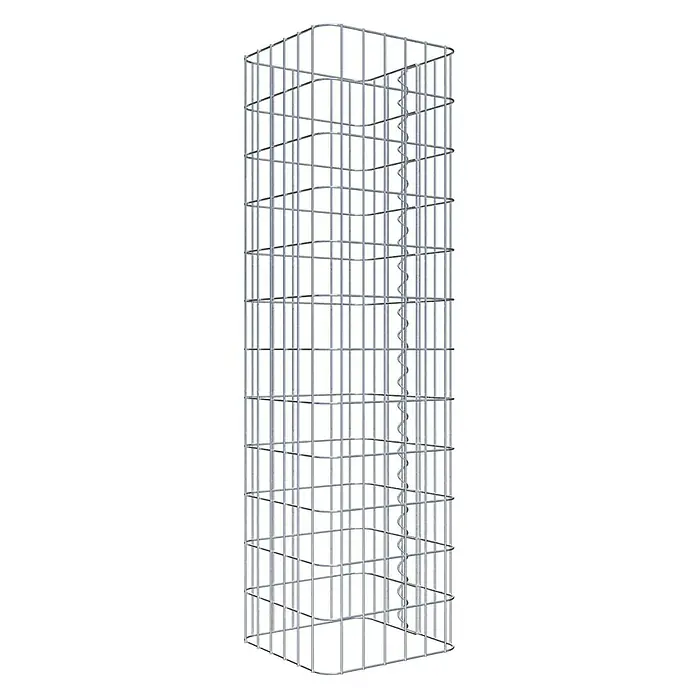 Gabiona Gabionensäule - 32 x 32 x 120 cm, Metall, Maschenbreite: 50 mm, Maschenhöhe: 100 mm - Ein rechteckiger Gabionenkorb aus Drahtgeflecht, der für dekorative oder strukturelle Zwecke verwendet wird.