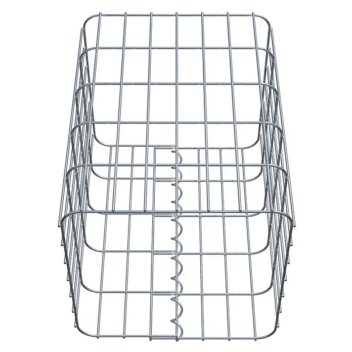 Gabiona Gabionensäule - 37 x 37 x 50 cm, Metall, Maschenbreite: 50 mm, Maschenhöhe: 100 mm - Draufsicht auf einen stapelbaren Gabionenkorb, ideal für dekorative Zwecke im Garten oder als Gestaltungselement.