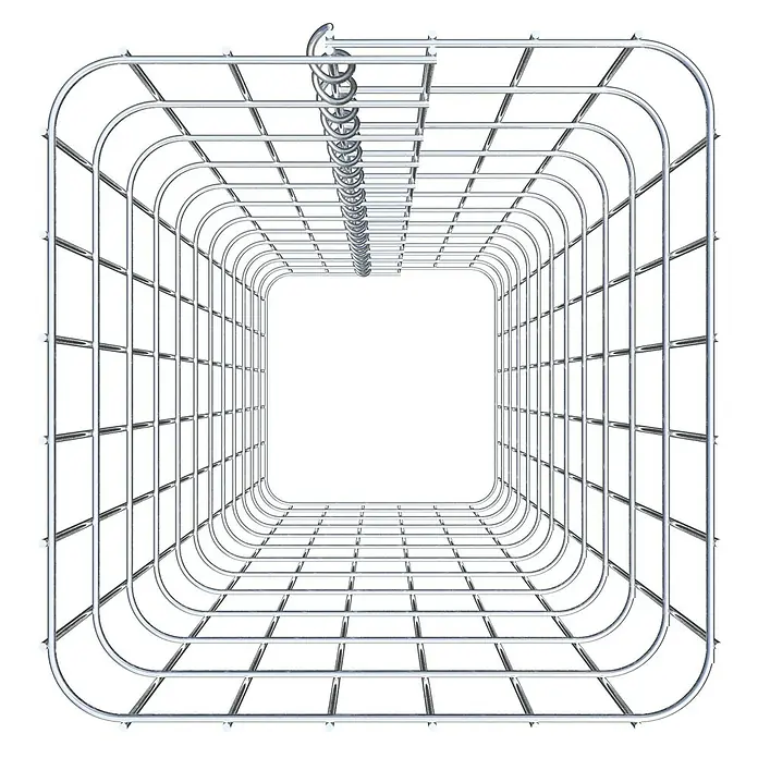 Gabiona Gabionensäule - 32 x 32 x 120 cm, Metall, Maschenbreite: 50 mm, Maschenhöhe: 100 mm - Blick in einen Duschvorhangrahmen aus Metall, der ein sauberes und modernes Badezimmerdesign verspricht. Die Konstruktion sorgt für Stabilität.