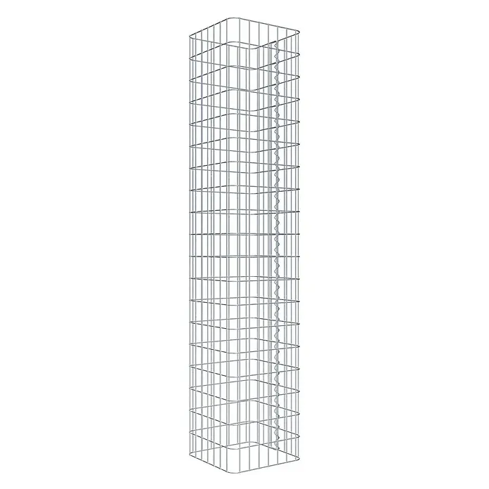 Gabiona Gabionensäule - 37 x 37 x 190 cm, Metall, Maschenbreite: 50 mm, Maschenhöhe: 100 mm - Schlanker Gabionenpfeiler aus Drahtgitter für den Außenbereich, ideal zur dekorativen Gartengestaltung und als Stützelement.