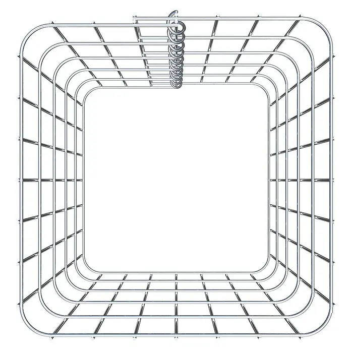 Gabiona Gabionensäule - 37 x 37 x 50 cm, Metall, Maschenbreite: 50 mm, Maschenhöhe: 100 mm - Ein chromfarbener Duschvorhanghalter in Form eines Quadrats mit gerundeten Ecken hängt von der Decke.