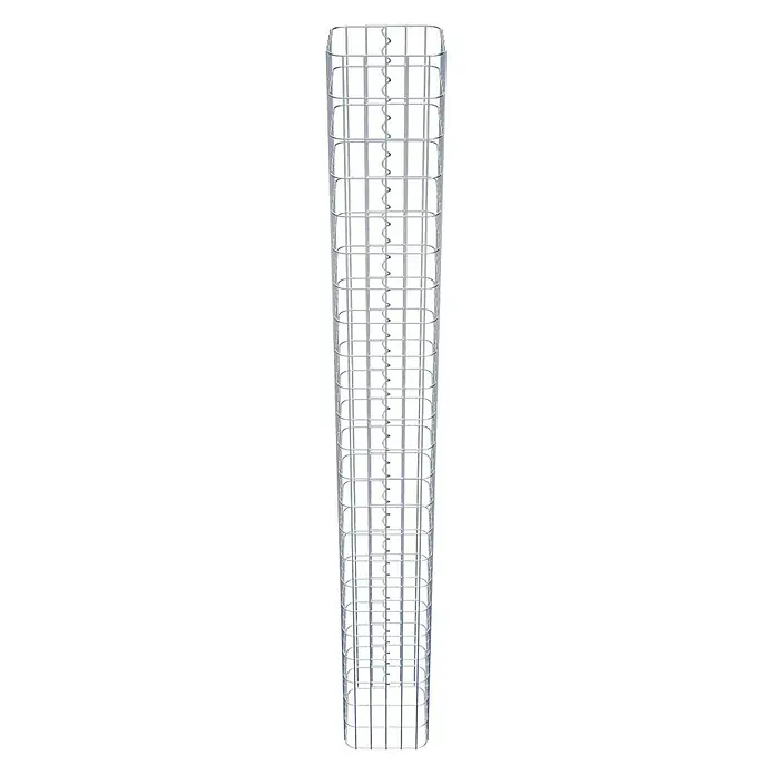 Gabiona Gabionensäule - 27 x 27 x 230 cm, Metall, Maschenbreite: 50 mm, Maschenhöhe: 100 mm - Produktfoto eines metallenen Gabionenkorbs in zylindrischer Form, ideal für den Gartenbau oder zur Dekoration im Außenbereich.
