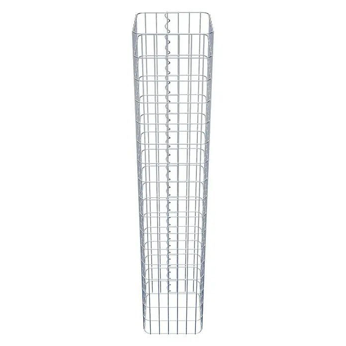 Gabiona Gabionensäule - 32 x 32 x 170 cm, Metall, Maschenbreite: 50 mm, Maschenhöhe: 100 mm - Ansicht eines Gabionenkorbs aus verzinktem Drahtgeflecht mit spiralförmigen Verbindungsstücken für den Außenbereich als dekoratives Element.