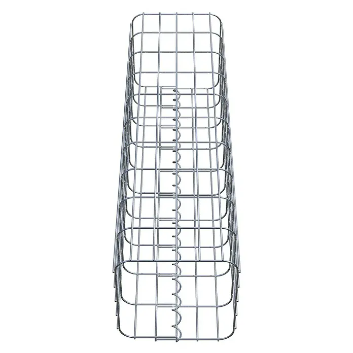 Gabiona Gabionensäule - 27 x 27 x 100 cm, Metall, Maschenbreite: 50 mm, Maschenhöhe: 100 mm - Draufsicht auf einen Gabionenkorb aus Metallgeflecht, ideal zur Gestaltung von Außenbereichen und Gärten. Robust und langlebig.