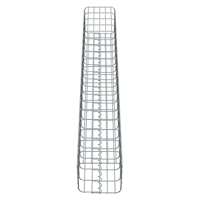 Gabiona Gabionensäule - 27 x 27 x 190 cm, Metall, Maschenbreite: 50 mm, Maschenhöhe: 100 mm - Das Bild zeigt einen hohen Gabionenkorb aus verzinktem Drahtgeflecht, ideal für Garten- und Landschaftsbau. Er ist leer und bereit zur Befüllung.