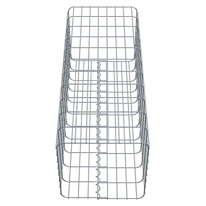 Gabiona Gabionensäule - 42 x 42 x 110 cm, Metall, Maschenbreite: 50 mm, Maschenhöhe: 100 mm - Ein rechteckiger Gabionenkorb aus silberfarbenem Drahtgeflecht mit stabilen Verstrebungen. Ideal für den Garten- und Landschaftsbau als Stützmauer.