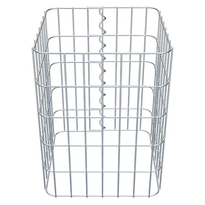 Gabiona Gabionensäule - 37 x 37 x 50 cm, Metall, Maschenbreite: 50 mm, Maschenhöhe: 100 mm - Das Bild zeigt einen Gabionenkorb aus verzinktem Draht, ideal für den Garten- und Landschaftsbau. Er ist robust und vielseitig einsetzbar.