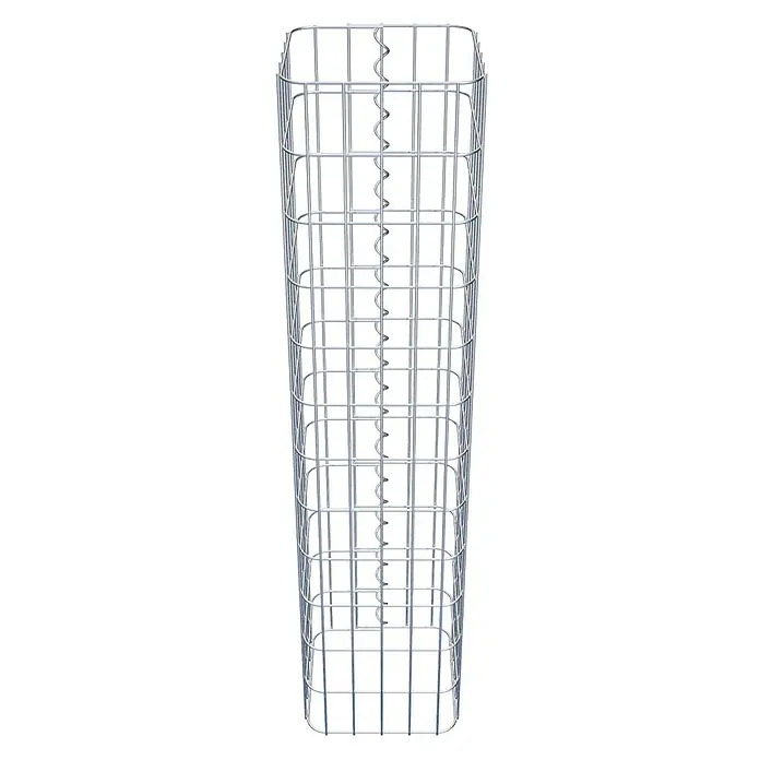 Gabiona Gabionensäule - 27 x 27 x 120 cm, Metall, Maschenbreite: 50 mm, Maschenhöhe: 100 mm - Ein schlanker Gabionenkorb aus Drahtgeflecht mit spiralförmiger Verstrebung in der Mitte, ideal für dekorative Steinsäulen im Garten.