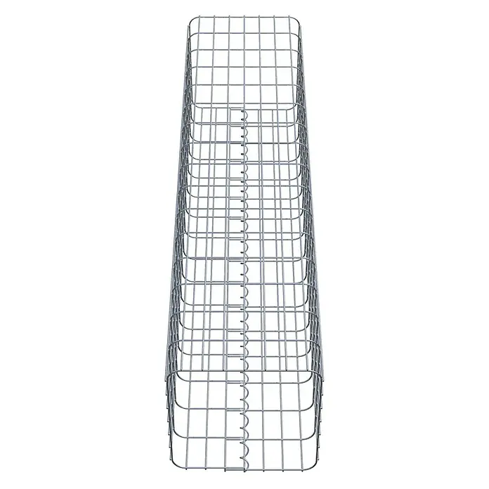 Gabiona Gabionensäule - 37 x 37 x 160 cm, Metall, Maschenbreite: 50 mm, Maschenhöhe: 100 mm - Ein langes, leeres Gabionen-Element aus Drahtgitter, bereit zur Befüllung für dekorative oder stützende Zwecke im Garten- und Landschaftsbau.
