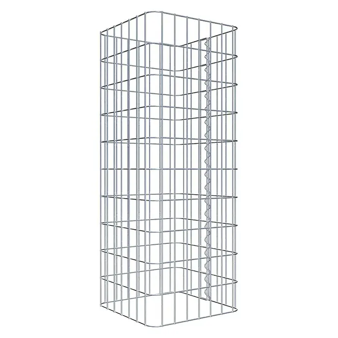 Gabiona Gabionensäule - 37 x 37 x 100 cm, Metall, Maschenbreite: 50 mm, Maschenhöhe: 100 mm - Ein hoher, quaderförmiger Gabionenkorb aus robustem, verzinktem Stahldrahtgeflecht, ideal für Gartenbau und Landschaftsgestaltung.