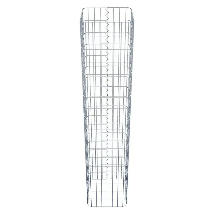 Gabiona Gabionensäule - 37 x 37 x 180 cm, Metall, Maschenbreite: 50 mm, Maschenhöhe: 100 mm - Ein hoher, schlanker Gabionenkorb aus verzinktem Drahtgitter mit einem spiralförmigen Abstandhalter in der Mitte. Ideal für Gartengestaltung.