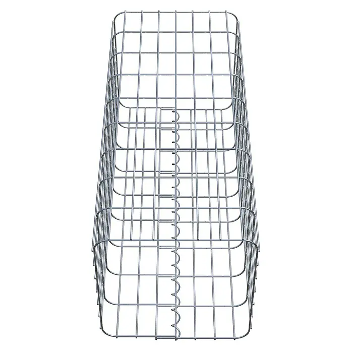 Gabiona Gabionensäule - 37 x 37 x 90 cm, Metall, Maschenbreite: 50 mm, Maschenhöhe: 100 mm - Draufsicht auf einen Gabionenkorb aus Stahldrahtgeflecht, ideal für Garten- und Landschaftsbauprojekte, die Stabilität und ein modernes Aussehen erfordern.