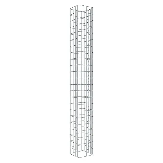 Gabiona Gabionensäule - 27 x 27 x 230 cm, Metall, Maschenbreite: 50 mm, Maschenhöhe: 100 mm - Ein Drahtkorb in Säulenform für den Einsatz im Garten, um Pflanzen zu stützen oder Steine dekorativ zu befüllen. Das robuste Design ist ideal für den Außenbereich.