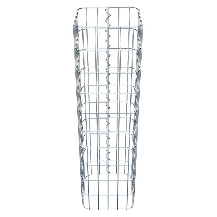 Gabiona Gabionensäule - 27 x 27 x 100 cm, Metall, Maschenbreite: 50 mm, Maschenhöhe: 100 mm - Ein schlanker, rechteckiger Gabionenkorb aus verzinktem Drahtgeflecht mit spiralförmiger Verstrebung. Ideal zur Gestaltung von Gärten und Außenbereichen.