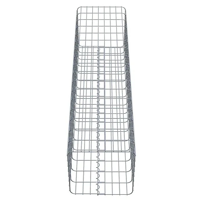 Gabiona Gabionensäule - 42 x 42 x 170 cm, Metall, Maschenbreite: 50 mm, Maschenhöhe: 100 mm - Das Bild zeigt einen Gabionenkorb aus verzinktem Drahtgeflecht, der für den Einsatz im Garten- und Landschaftsbau konzipiert ist.