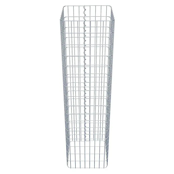 Gabiona Gabionensäule - 42 x 42 x 160 cm, Metall, Maschenbreite: 50 mm, Maschenhöhe: 100 mm - Draufsicht eines schlanken, rechteckigen Gabionenkorbs aus Metallgitter mit spiralförmiger Verstärkung, ideal für Garten- und Landschaftsbau.