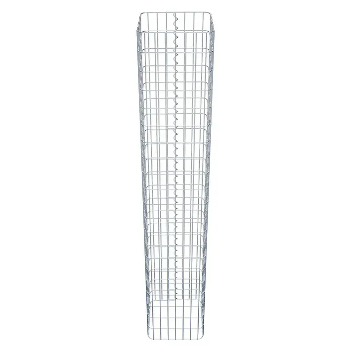 Gabiona Gabionensäule - 37 x 37 x 210 cm, Metall, Maschenbreite: 50 mm, Maschenhöhe: 100 mm - Abbildung eines Gabionenkorbs aus Drahtgeflecht, ideal für Garten- und Landschaftsbau. Er bietet Stabilität und eine moderne Optik im Außenbereich.